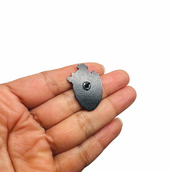 ⭐Anatomical Heart Lapel Pin Camping Tent Fire Enamel Broch With Moon & Tree New - Picture 3 of 5